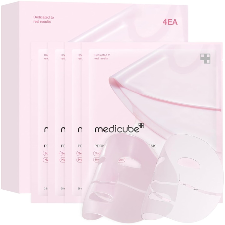 Masca Roz Masca faciala cu gel de colagen roz Medicube PDRN, pachet de 28 g x 4 ...