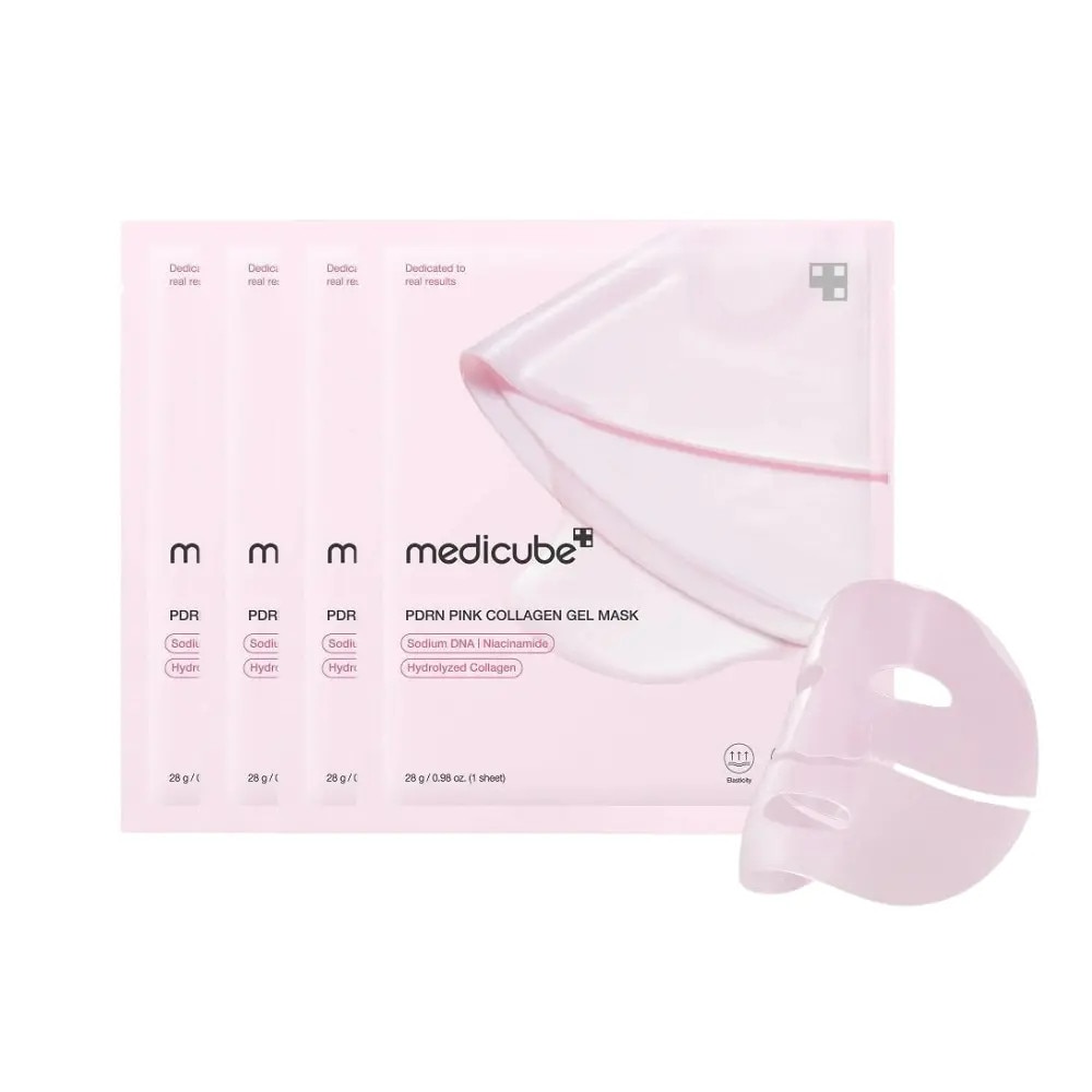 Masca Roz Masca faciala cu gel de colagen roz Medicube PDRN, pachet de 28 g x 4 ...