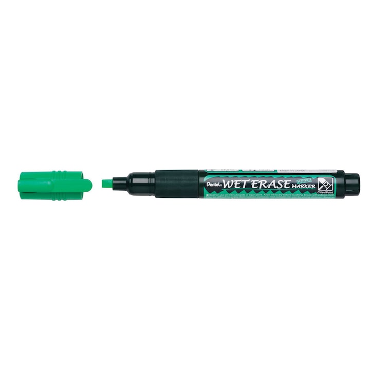 Маркер с течна креда Pentel SMW26, Скосен връх, 2 - 4 мм, Зелен