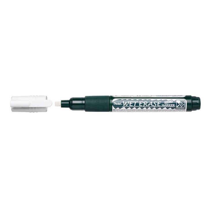Маркер с течна креда Pentel SMW26, Скосен връх, 2 - 4 мм, Бял