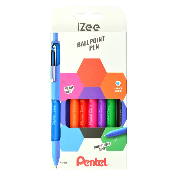 Pix Pentel iZee, 0.7 mm, cu mecanism, 8 culori / set
