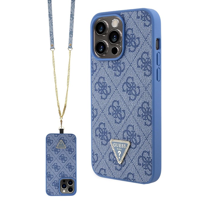Защитен калъф Guess за iPhone 15 Pro, син, TPU