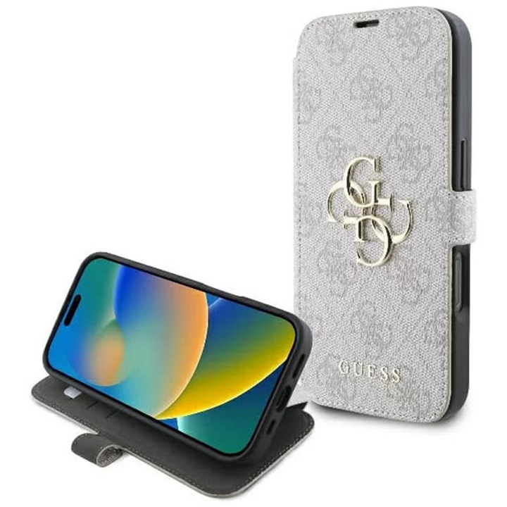 Защитен калъф за iPhone 16 Pro Max, N72, екокожа, пудрово розов