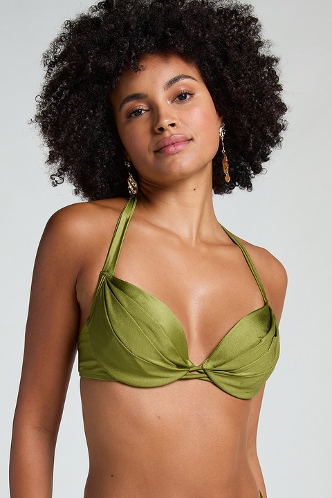 Hunkemoller, Sutien de baie cu detalii plisate, Verde