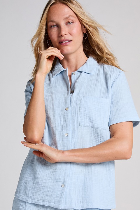 Hunkemoller, Горна пижама с къси ръкави, Прашно синьо