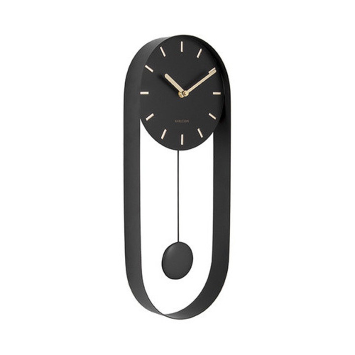 Ceas de perete cu pendul PENDULUM, 50 x 20 x 4, 8 cm - negru