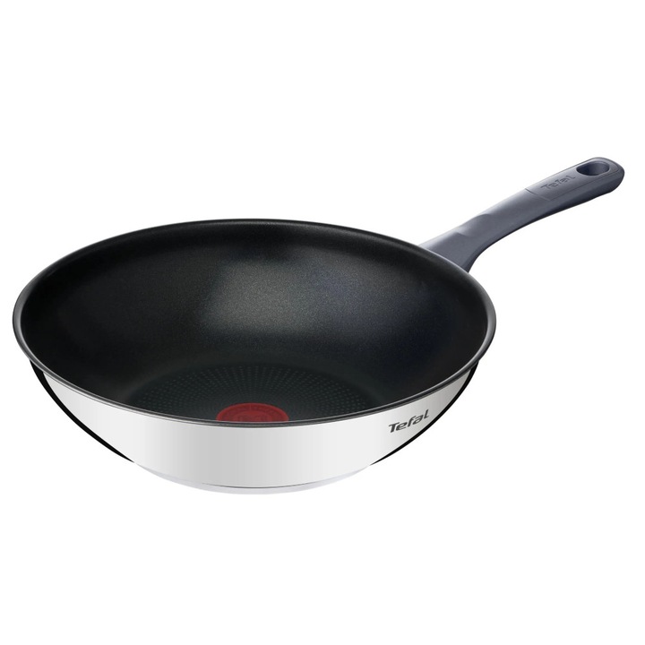 Уок тиган, Tefa,l Daily Cook, неръждаема стомана, незалепващо покритие, 28 см, сребрист