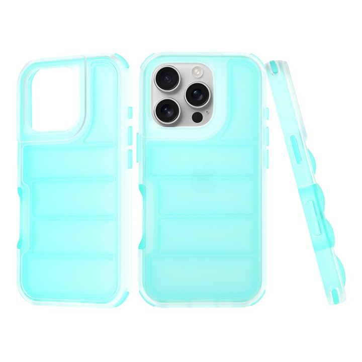 Védőtok iPhone 16 Pro készülékhez, T72, termoplasztikus, türkiz