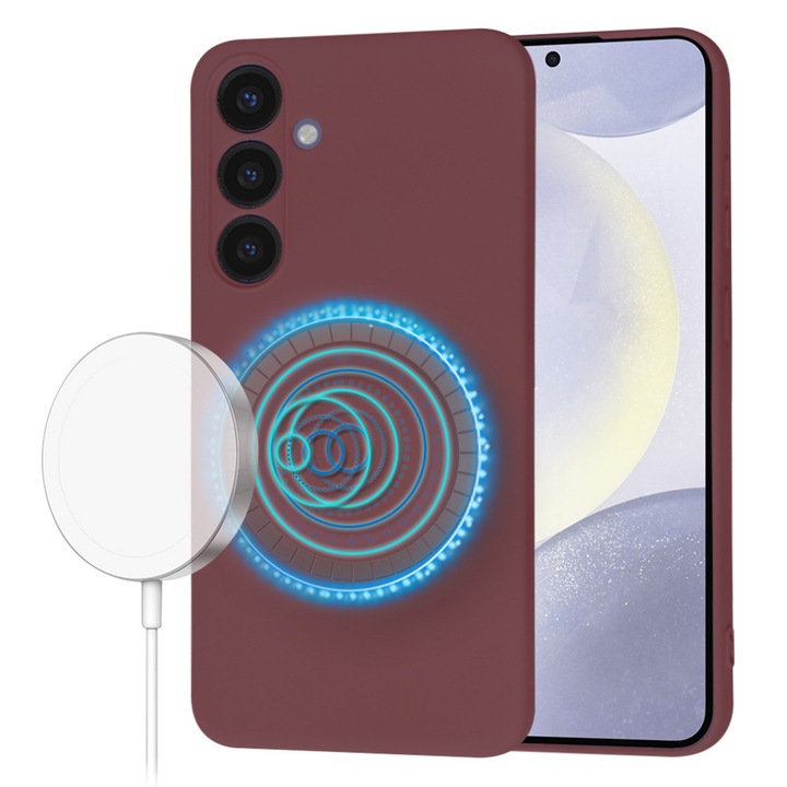 Husa pentru Samsung Galaxy S24 Plus, Silicon SoftFlex, Stef's Cat, Bordo