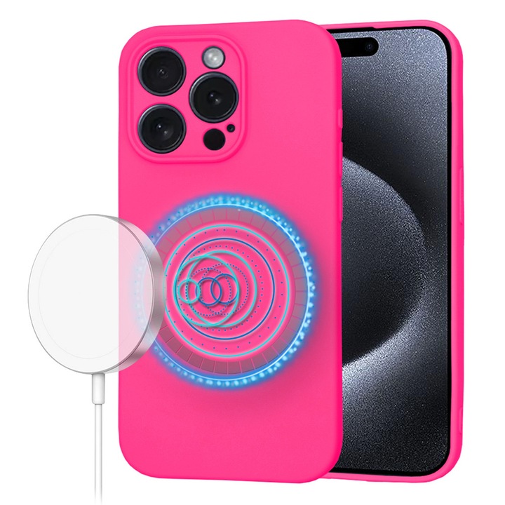 Védőtok iPhone 15 Pro készülékhez, Y69, vászon, élénk púderrózsaszín