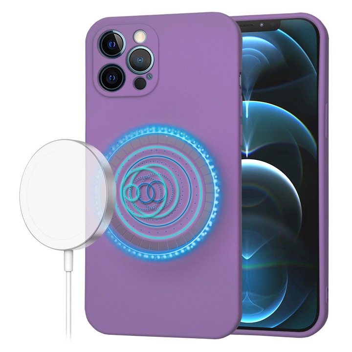 Husă telefon Techsuit SoftFlex MagSafe mov din pânză și silicon pentru iPhone 12 Pro Max