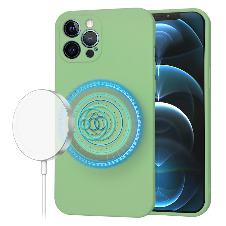 Husa pentru iPhone 12 Pro Max, Accesorio Soft Flex MagSafe, Mint Green