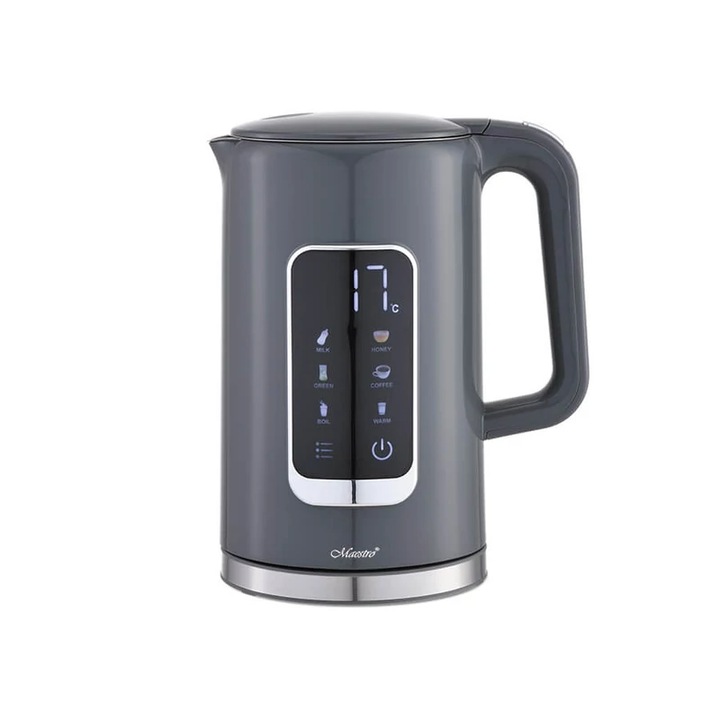 Maestro MR-024, 1, 7 l, 2200 W, Dupla ház, 6 program, Érintésvezérlő, Szürke, Elektromos vízforraló