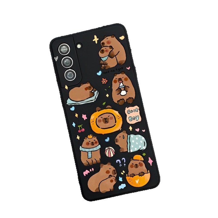 Carcasa protectoare, TREXORA, design capybara, silicon moale, multicolor, pentru Samsung Galaxy S25