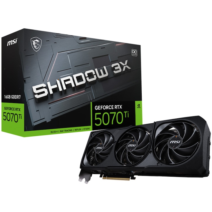 Placa video MSI GeForce RTX 5070 TI 16G SHADOW 3X OC, 256-bit, GDDR7