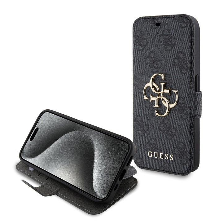 Защитен калъф Guess за iPhone 15 Pro, TPU, сив