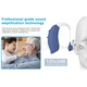 Set 2x Aparat Auditiv Premium, Noonedibs, 129 dB Amplificator de sunet, Hipoacuzie Medie-Severa, cu Statie Incarcre, albastru/alb