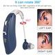 Set 2x Aparat Auditiv Premium, Noonedibs, 129 dB Amplificator de sunet, Hipoacuzie Medie-Severa, cu Statie Incarcre, albastru/alb