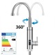 Robinet Electric Pentru Incalzire Apa Instant, Noonedibs, instalare la chiuveta, otel inoxidabil, cu afisaj, rotatie 360 ​​de grade, incalzire in trei secunde, temperatura reglabila, maner unic si orificiu unic, economie de energie, argintiu