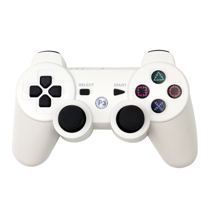 Játékvezérlő, Vezeték nélküli Bluetooth fogantyú PS3-hoz, Szín, Fogantyú PS3-hoz, PS3 játékfogantyú, Multifunkcionális játékvezérlő - Fehér