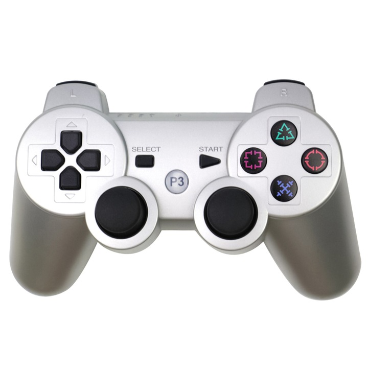 Játékvezérlő, Vezeték nélküli Bluetooth fogantyú PS3-hoz, Ezüst színű, PS3-hoz, PS3 játékokhoz, Multifunkcionális játékvezérlő