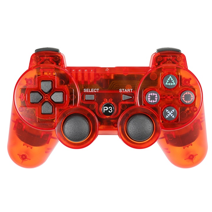 Játékvezérlő, Színes Vezeték Nélküli Bluetooth Fogantyú PS3-hoz, Fogantyú PS3-hoz, Fogantyú PS3 Játékokhoz, Multifunkcionális Játékvezérlő - Átlátszó Piros