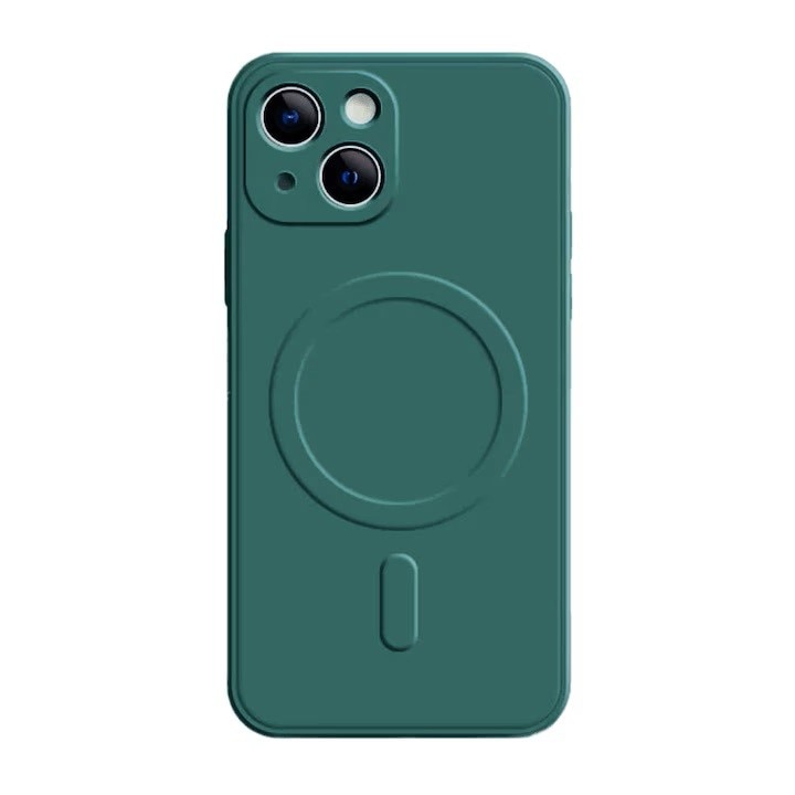 Husa Protectie, Flippy, Husa de Protectie Compatibila cu iPhone 13 Pro, Liquid MagSafe, Ring-Shaped, Magnetica, Verde