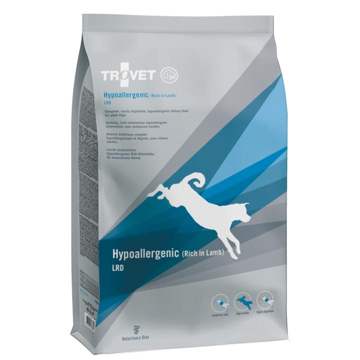 Hrana uscata dietetica pentru caini Trovet, Hipoalergenic, Miel, 10 Kg