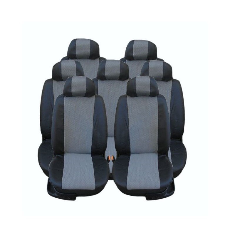 Set huse Scaune Auto Universale, Textil si Piele ecologica Gri/Negru 21buc