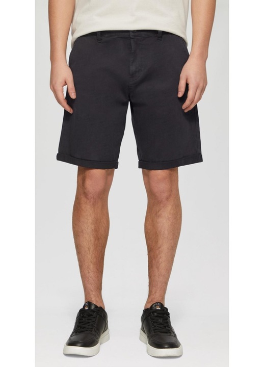 Q/S by s.Oliver Pantaloni scurti chino barbati, John, cu talie medie si croiala Regular fit, Verde inchis, Bleumarin inchis