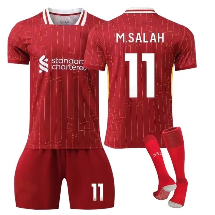 Echipament sportiv Copii Liverpool Home Salah, MzcrJosv®, Sezonul 2024/2025, Poliester, Rosu