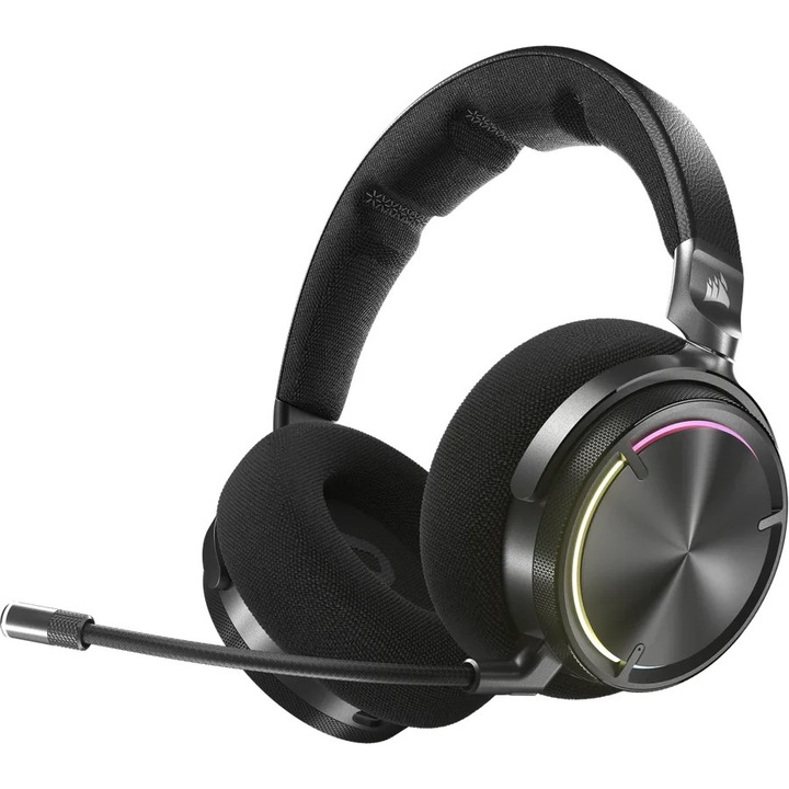 Corsair VIRTUOSO MAX vezeték nélküli gamer headset, Dolby Atmos, zajszűrős, RGB, karbon, 60 óra, fekete