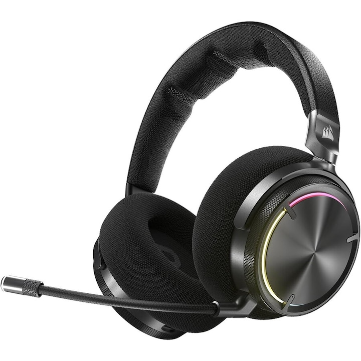 Casti Gaming Corsair VIRTUOSO MAX Wireless, Dolby Atmos, Noise Cancelling, Microfon detasabil, RGB, Carbon, 60h, pentru XBOX, Negru