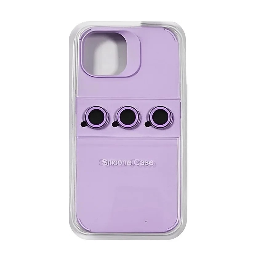 Husa Apple iPhone 14, Flippy, din Silicon Lichid, Interior din Microfibra, Lentile Fosforescente de Protectie Camera, Anti Amprenta, Rezistenta la Socuri, Mov