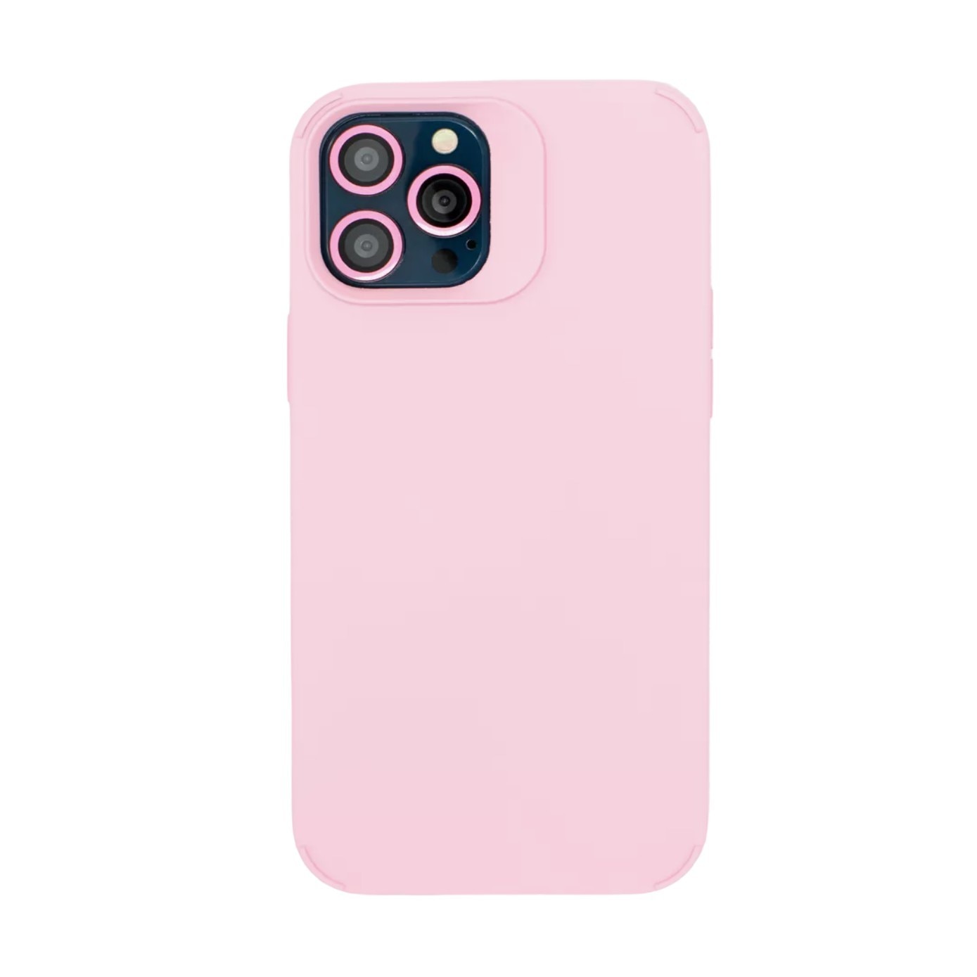 Husa Apple iPhone 13 Pro, Flippy, din Silicon Lichid, Interior din Microfibra, Lentile Fosforescente de Protectie Camera, Anti Amprenta, Rezistenta la Socuri, Roz