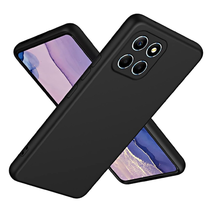 Силиконов кейс G-Tech Liquid Silicone Jelly, Съвместим с Honor X8B, Тънък, Защита на камерата, Микрофибър, Високотехнологичен силикон, Черен