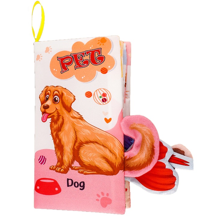 Jucarie interactiva pentru bebelusi, AYSTOAYS®, Carte Senzoriala Fosnitoare pentru Bebelusi, educationala, Animale, Multicolor