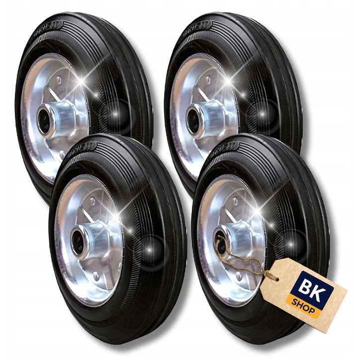 Set Roti, BKshop, 125x25x12 mm, Negru, Diametru Roata 125 mm, Tip Roata Solida, Tip Rulment Rulmenti Cilindrici, Roti Metalice-Gomate, Capacitate De Incarcare Set 400 kg
