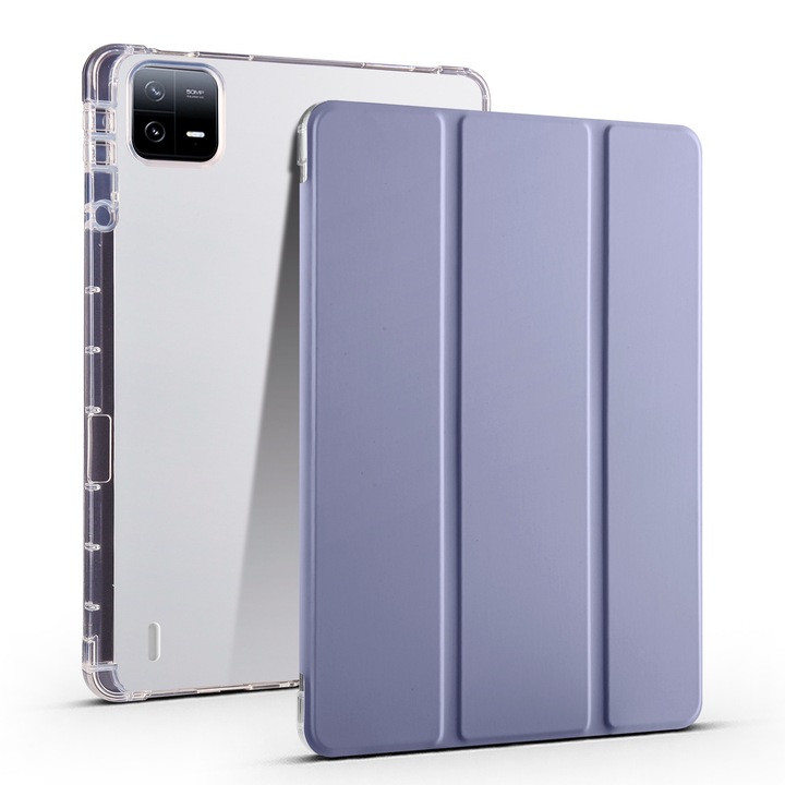 Husa tableta pentru Xiaomi Pad 6 / 6 Pro, TPU transparent, cu compartiment pentru stilou, culoare lavanda