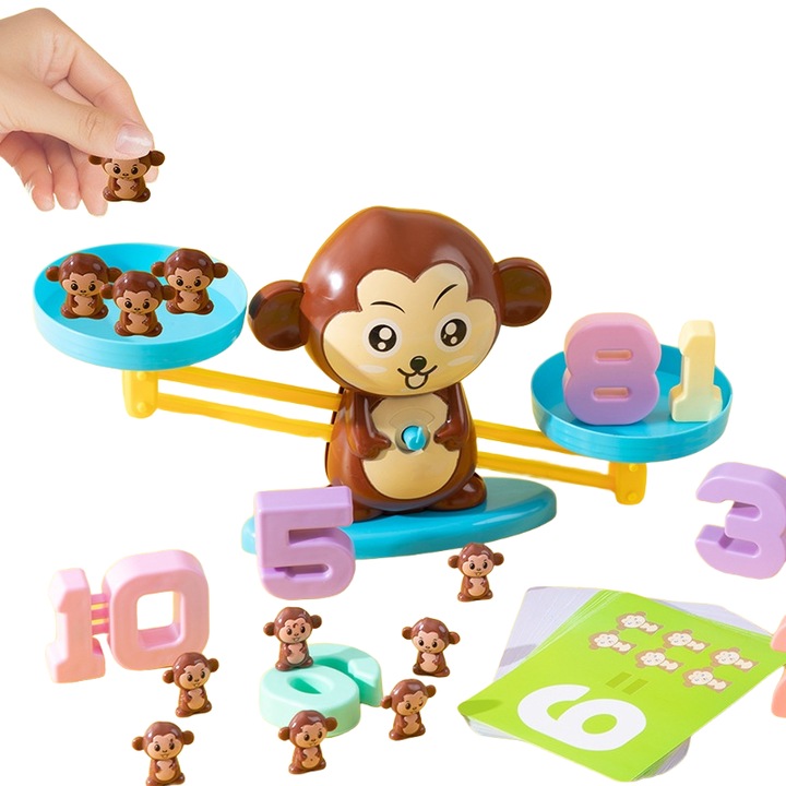 Jucarie educativa, jucarie pentru invatarea matematicii in forma de maimuta, SHEFEITE, Montessori, pentru baieti si fete, + 3 ani