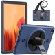 Husa tableta compatibila cu Samsung Galaxy Tab A7 10.4 T500/T505, rezistenta la soc, TPU+PC, cu suport, slot pentru pix si curea de umar, albastru inchis