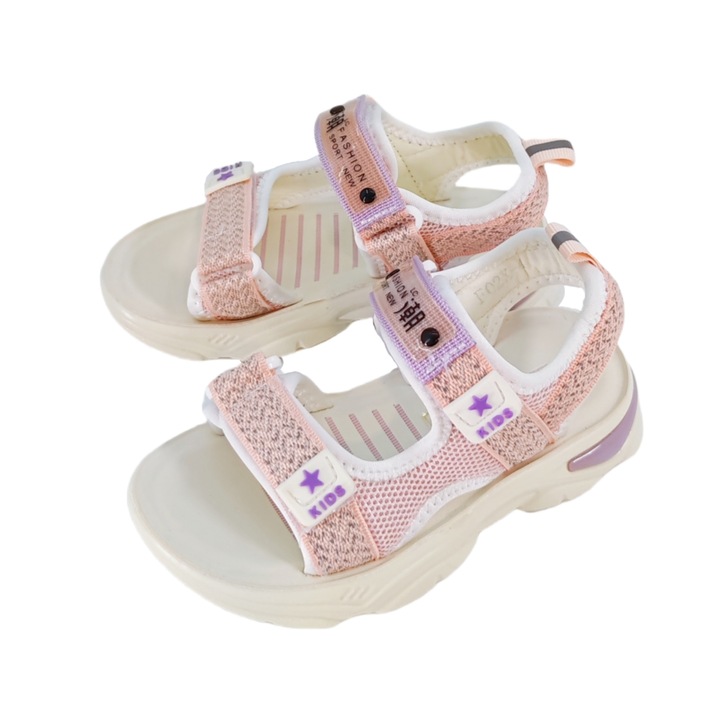 Детски сандали, текстил и синтетичен материал, F02X-4, Розово