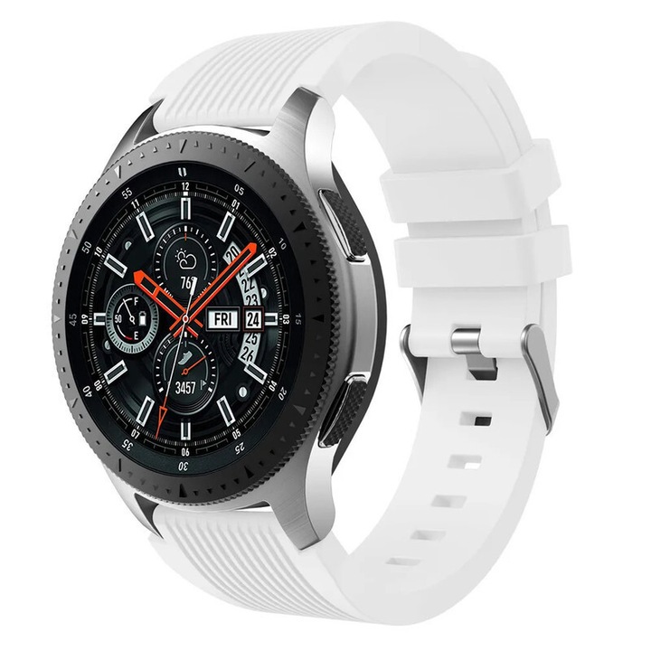 Curea din silicon, HUANLONG, pentru Samsung Galaxy Watch 7/6/5/4 si Huawei Watch GT 4/3/2/2e, 20mm, alb
