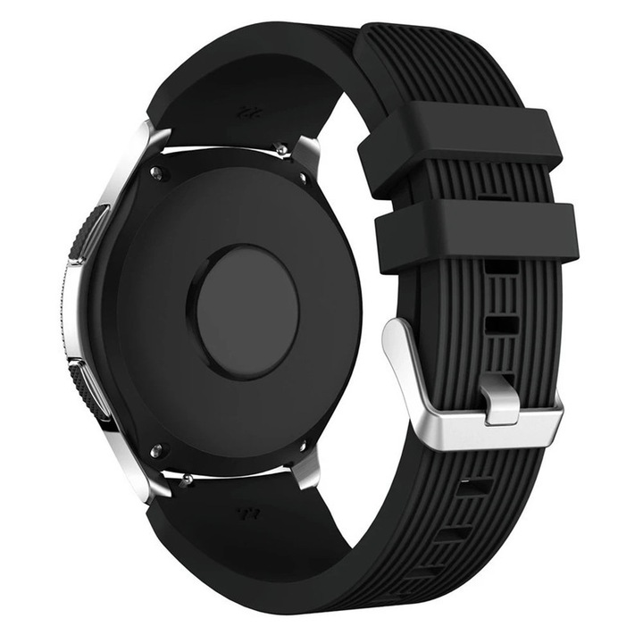 Szilikon szíj, HUANLONG, Samsung Galaxy Watch 7/6/5/4 és Huawei Watch GT 4/3/2/2e okosórákhoz, 22 mm, fekete
