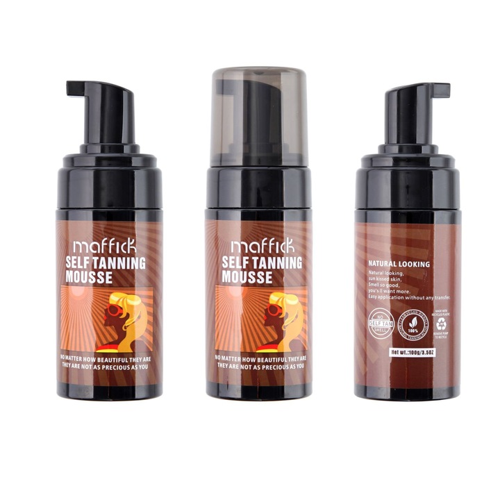 Professzionális önbarnító hab, Sötét önbarnító hab a ragyogó és egyenletes bőrért, Azonnali önbarnító, 100ml*3