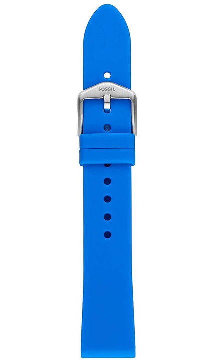 Каишка за часовник Fossil, силиконова, синя, 18 мм
