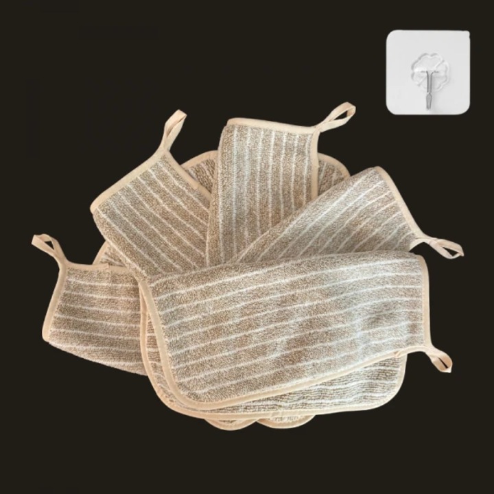 Set 5 lavete reutilizabile din microfibra super fina si moale, nu lasa scame, dimensiuni 30 x 30 cm, cu agatatoare, crem