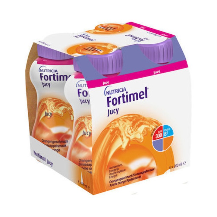 Fortimel Jucy 1.5Kcal, portocale, set 4 x 200ml, fara gluten, fara lactoza