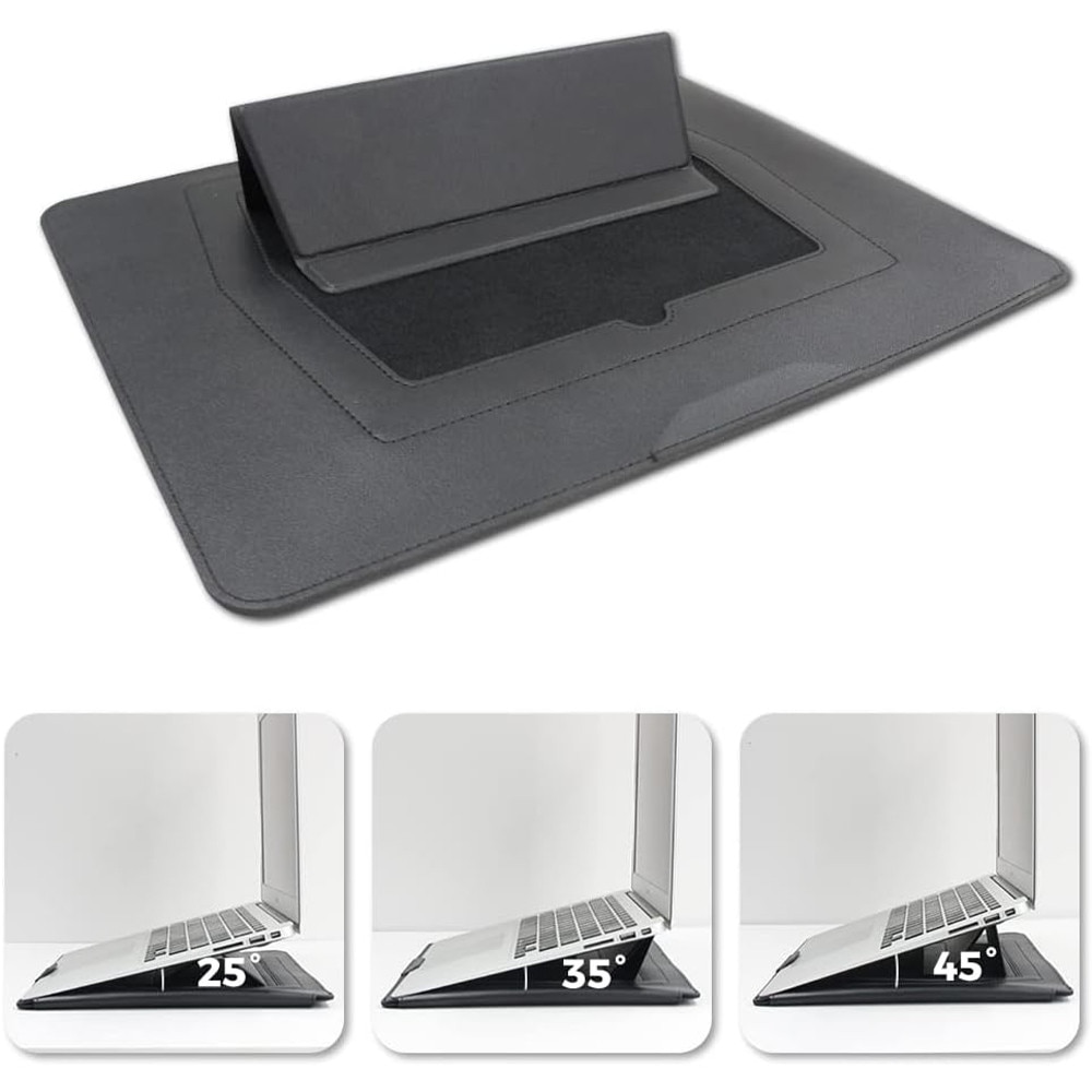 3 in 1 Husa laptop cu foldable stand, NAXSIR, Impermeabil si rezistent la zgarieturi, Velcro, Portabil, Piele PU, 15 inch/16 inch, 28 x 38 cm, Roz