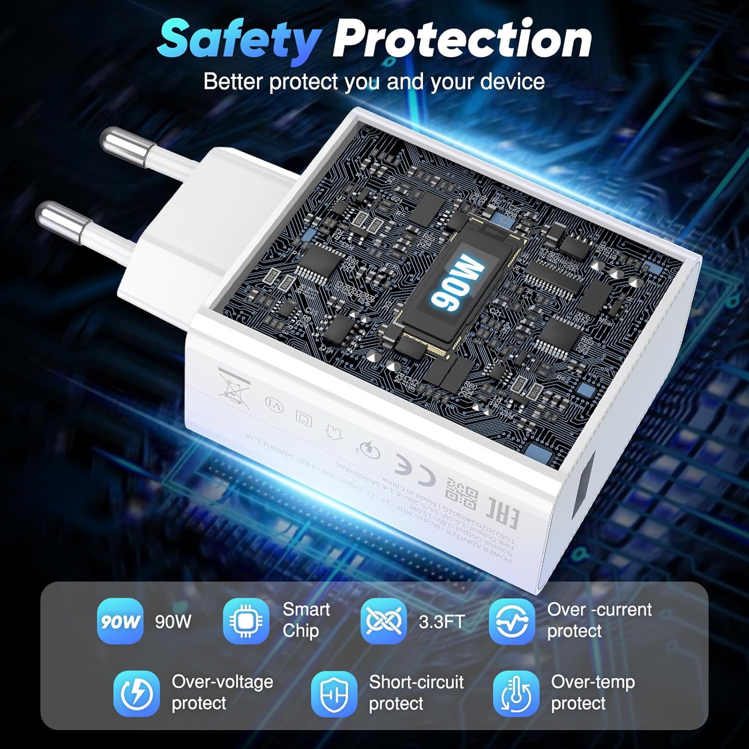 90 W Turbo-snellader met USB-C-kabel, 2 m, voor Xiaomi 15, 14, 13 Ultra